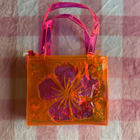electric bubblegum Handbags - Electric bubblegum orange ink hibiscus tropical bag